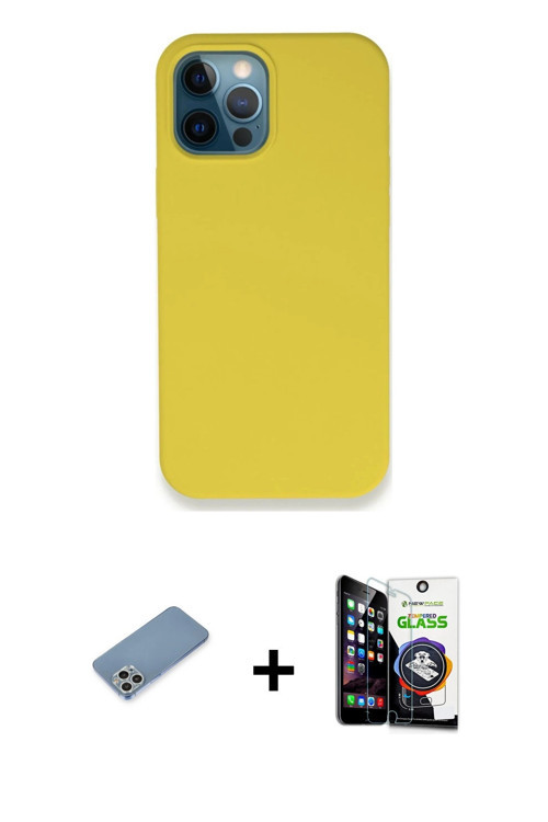 iPhone 12 Pro Max Kılıf Zirve Modern Özel Seri - Şeffaf Temperli Cam Ekran Koruyucu + Gümüş Shi