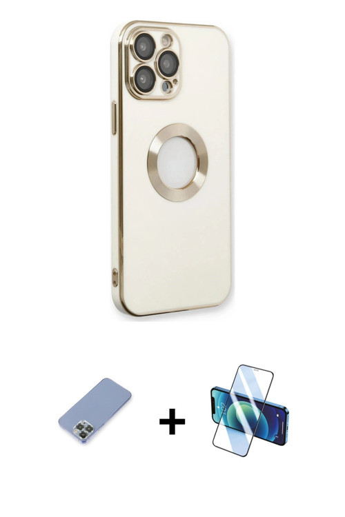 iPhone 13 Pro Kılıf İz Form Serisi - Siyah 3D Antistatik Seramik Nano Ekran Koruyucu + Koyu Yeş