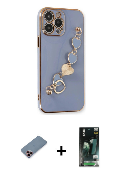 iPhone 13 Pro Kılıf Nova Işık Prime - Şeffaf 360 Full Body Arka Koruyucu + Kırmızı Metal Kamera