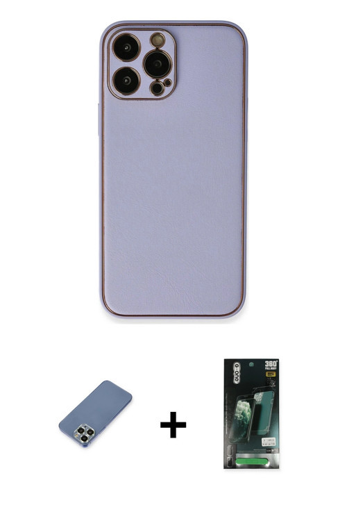 ieg™ iPhone 13 Pro Kılıf Yadigar Klasik - Şeffaf 360 Full Body Arka Koruyucu + Açık Yeşil Metal Kame