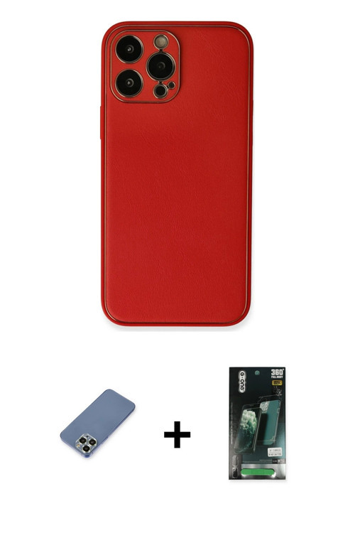 ieg™ iPhone 13 Pro Kılıf Yadigar Klasik - Şeffaf 360 Full Body Arka Koruyucu + Açık Yeşil Metal Kame