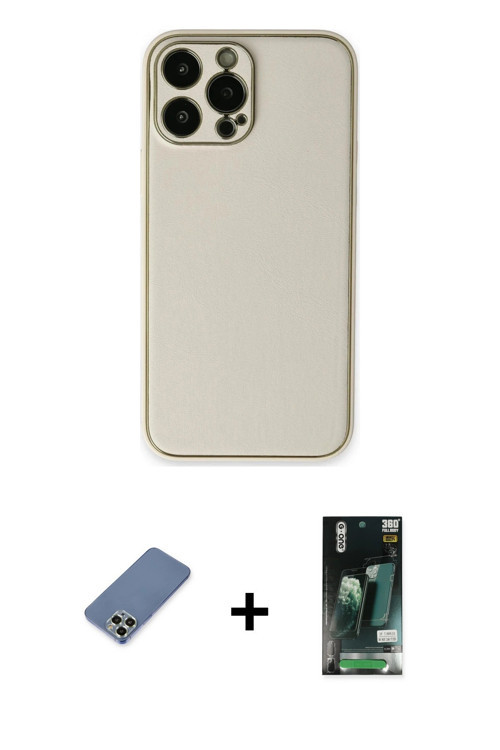ieg™ iPhone 13 Pro Kılıf Yadigar Klasik - Şeffaf 360 Full Body Arka Koruyucu + Açık Yeşil Metal Kame