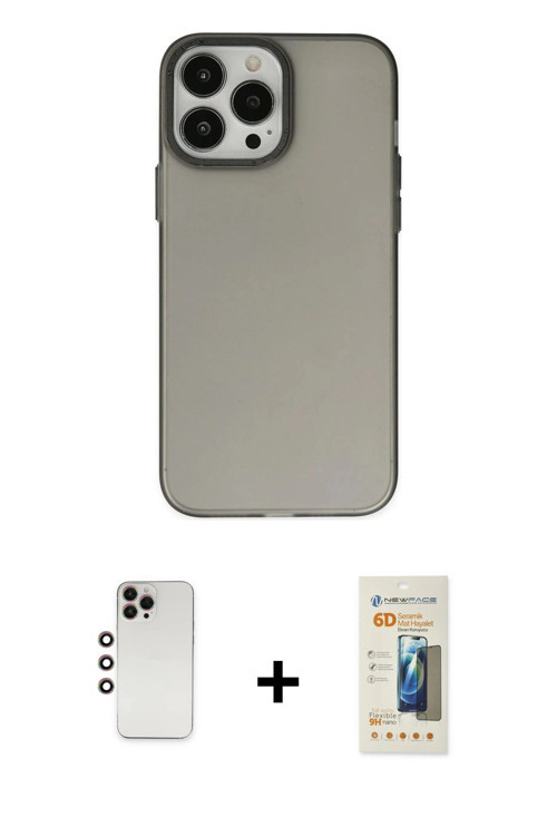 iPhone 13 Pro Max Kılıf Ahenk Çizgi Prime - Siyah 6D Mat Seramik Hayalet Nano Ekran Koruyucu +