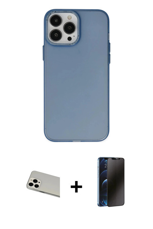 iPhone 13 Pro Max Kılıf Ahenk Çizgi Prime - Siyah 3D Antistatik Hayalet Cam Ekran Koruyucu + Be