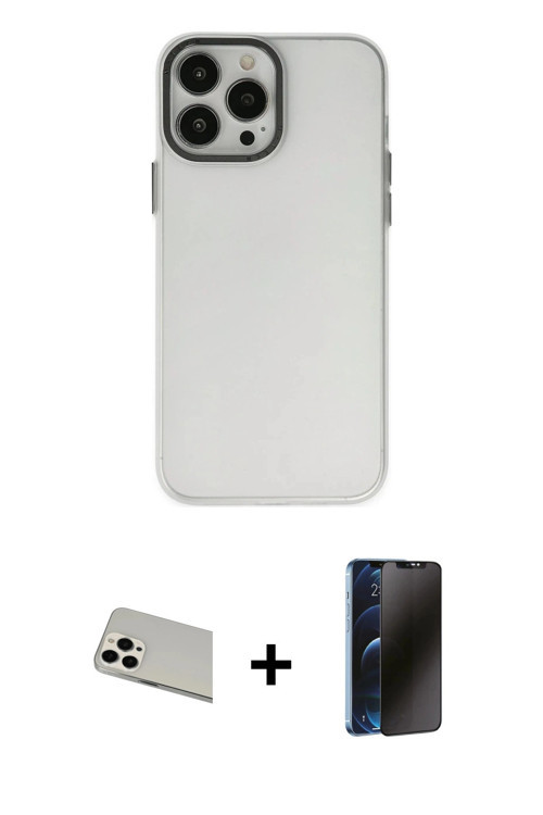 iPhone 13 Pro Max Kılıf Ahenk Çizgi Prime - Siyah 3D Antistatik Hayalet Cam Ekran Koruyucu + Be