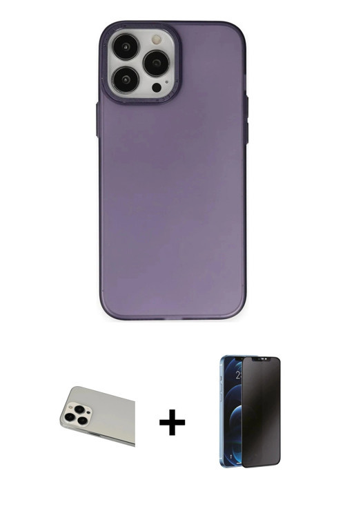 iPhone 13 Pro Max Kılıf Ahenk Çizgi Prime - Siyah 3D Antistatik Hayalet Cam Ekran Koruyucu + Be