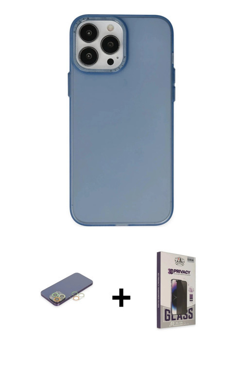 iPhone 13 Pro Max Kılıf Ahenk Çizgi Prime - Siyah Bilvis Hayalet Cam Ekran Koruyucu + Sarı Renk