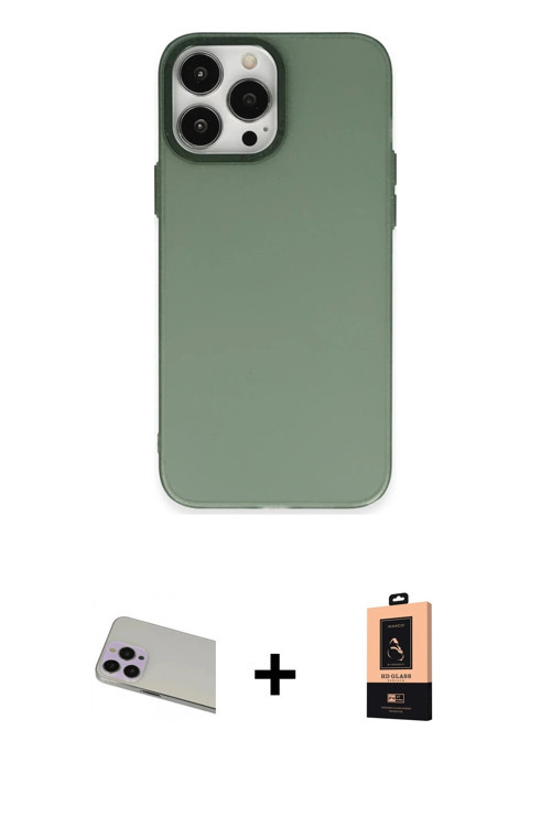 ieg™ iPhone 13 Pro Max Kılıf Ahenk Çizgi Prime - Şeffaf Maxco Cam Ekran Koruyucu + Mor Rainbow Kamer