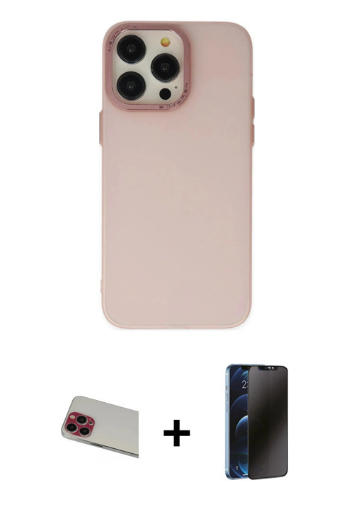 iPhone 13 Pro Max Kılıf Ahenk Çizgi Prime - Siyah 3D Antistatik Hayalet Cam Ekran Koruyucu + Kı