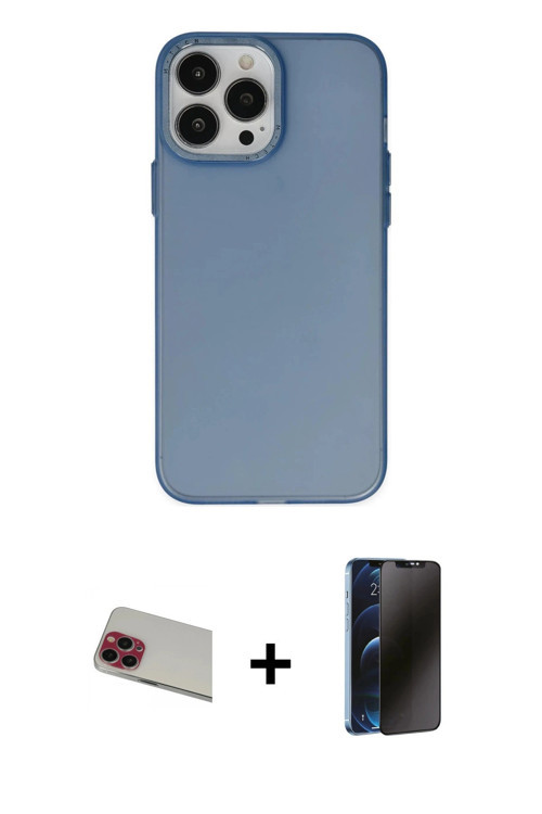 iPhone 13 Pro Max Kılıf Ahenk Çizgi Prime - Siyah 3D Antistatik Hayalet Cam Ekran Koruyucu + Kı