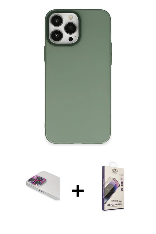 ieg™ iPhone 13 Pro Max Kılıf Ahenk Çizgi Prime - Siyah Bilvis 3D Mat Cam Ekran Koruyucu + Gökkuşağı