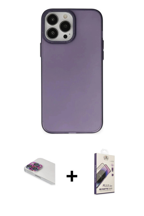 ieg™ iPhone 13 Pro Max Kılıf Ahenk Çizgi Prime - Siyah Bilvis 3D Mat Cam Ekran Koruyucu + Gökkuşağı
