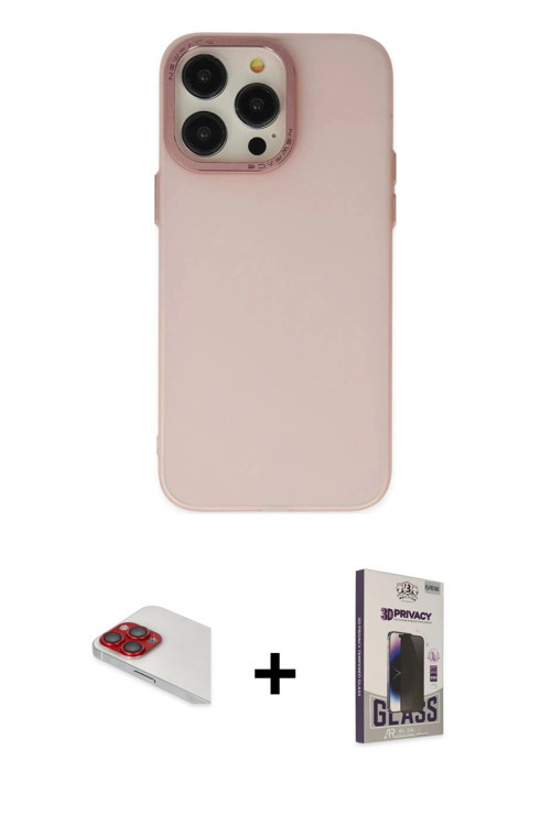ieg™ iPhone 13 Pro Max Kılıf Ahenk Çizgi Prime - Siyah Bilvis Hayalet Cam Ekran Koruyucu + Kırmızı P