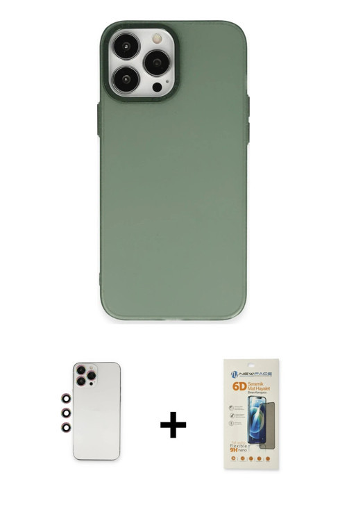 iPhone 13 Pro Max Kılıf Ahenk Çizgi Prime - Siyah 6D Mat Seramik Hayalet Nano Ekran Koruyucu +