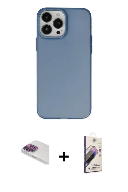 ieg™ iPhone 13 Pro Max Kılıf Ahenk Çizgi Prime - Siyah Bilvis 3D Mat Cam Ekran Koruyucu + Gökkuşağı