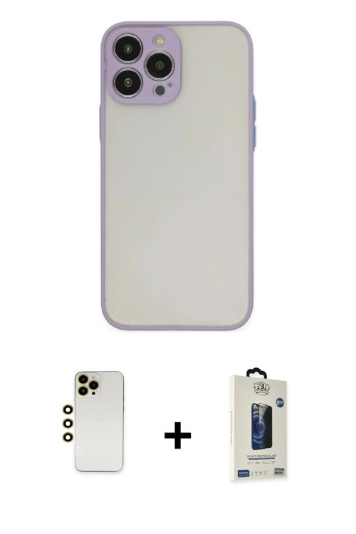 ieg™ iPhone 13 Pro Max Kılıf Ahenk Çizgi Serisi - Siyah Bilvis Hayalet Cam Ekran Koruyucu + Gold Shi