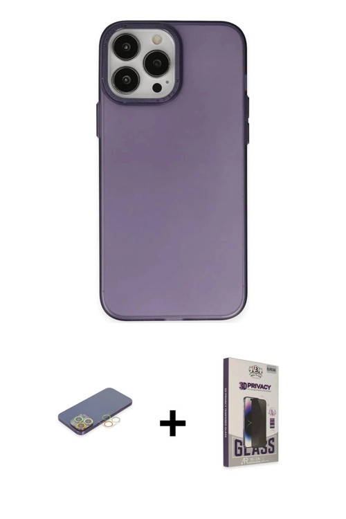 iPhone 13 Pro Max Kılıf Ahenk Çizgi Prime - Siyah Bilvis Hayalet Cam Ekran Koruyucu + Sarı Renk
