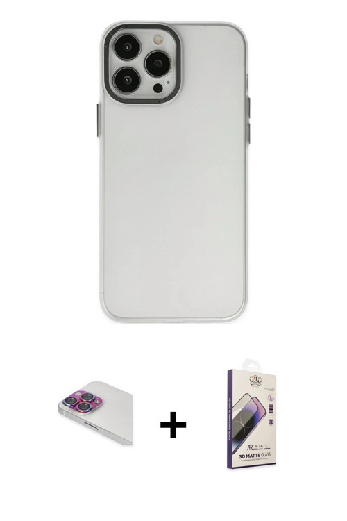 ieg™ iPhone 13 Pro Max Kılıf Ahenk Çizgi Prime - Siyah Bilvis 3D Mat Cam Ekran Koruyucu + Gökkuşağı