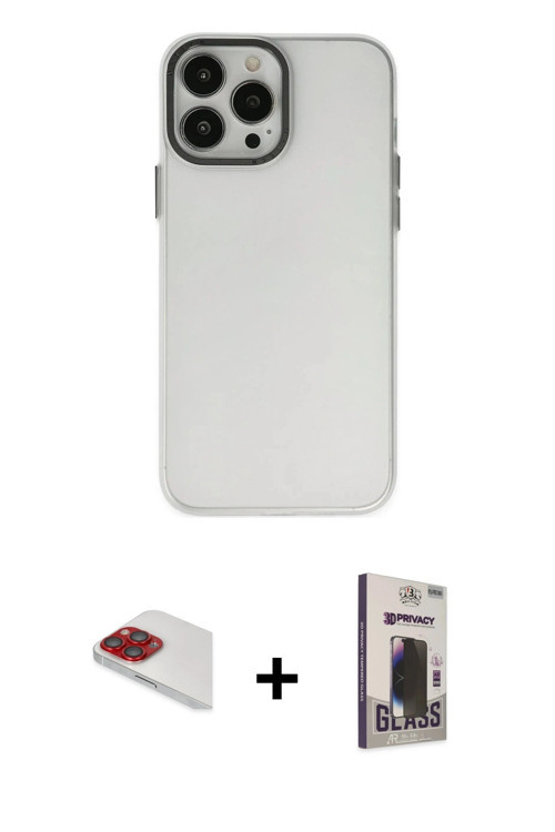 ieg™ iPhone 13 Pro Max Kılıf Ahenk Çizgi Prime - Siyah Bilvis Hayalet Cam Ekran Koruyucu + Kırmızı P
