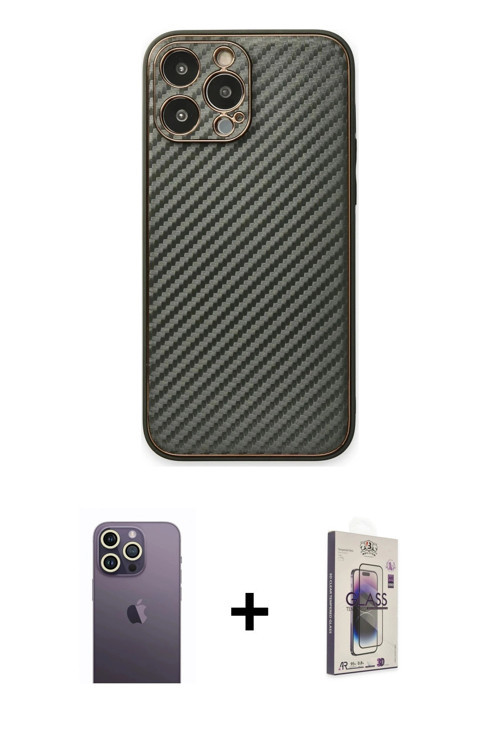 ieg™ iPhone 13 Pro Max Kılıf Ahenk Işık - Siyah Bilvis 3D Cam Ekran Koruyucu + Beyaz Neon Fosforlu K