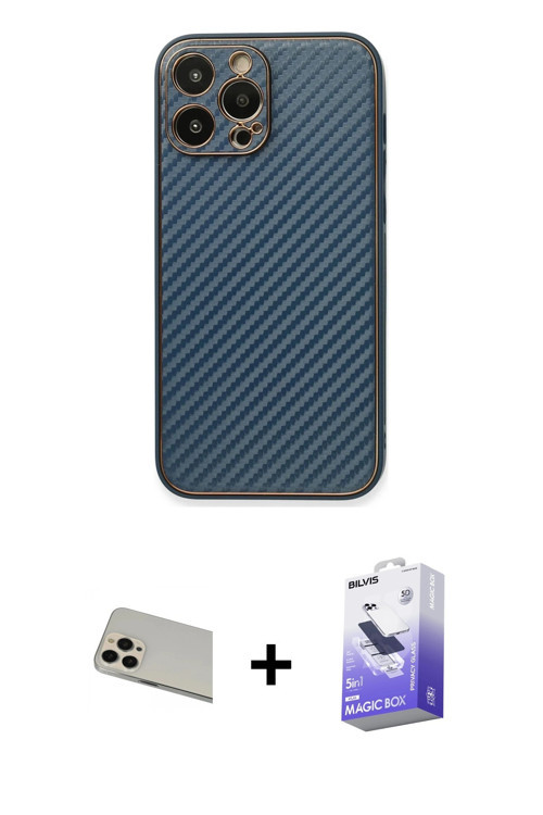 ieg™ iPhone 13 Pro Max Kılıf Ahenk Işık - Siyah Bilvis 5in1 5D Magic Hayalet Cam Ekran Koruyucu + Ro
