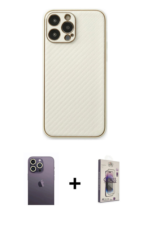 ieg™ iPhone 13 Pro Max Kılıf Ahenk Işık - Siyah Bilvis 3D Cam Ekran Koruyucu + Beyaz Neon Fosforlu K