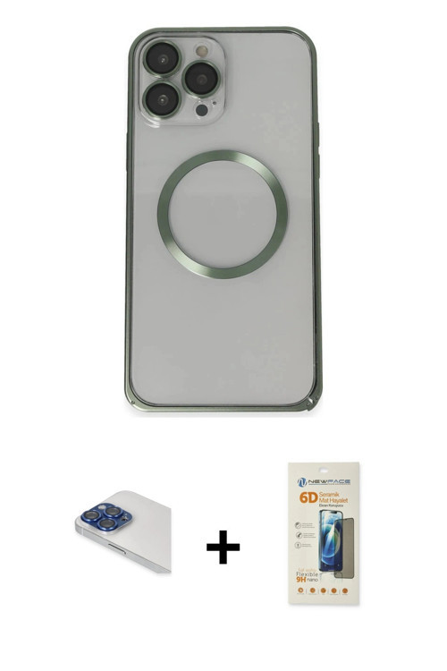 iPhone 13 Pro Max Kılıf Ahenk Işık Serisi - Siyah 6D Mat Seramik Hayalet Nano Ekran Koruyucu +