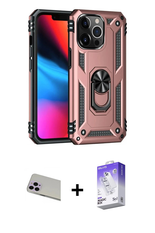 ieg™ iPhone 13 Pro Max Kılıf Ahenk Klasik Koleksiyonu - Siyah Bilvis 5in1 3D Magic Cam Ekran Koruyuc
