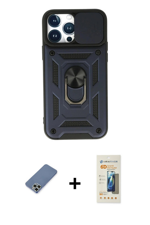 ieg™ iPhone 13 Pro Max Kılıf Ahenk Klasik - Siyah 6D Mat Seramik Hayalet Nano Ekran Koruyucu + Açık