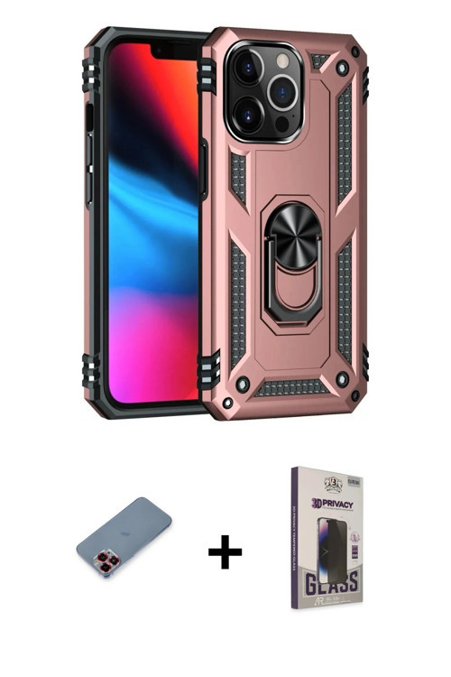 ieg™ iPhone 13 Pro Max Kılıf Ahenk Klasik Koleksiyonu - Siyah Bilvis Hayalet Cam Ekran Koruyucu + Kı