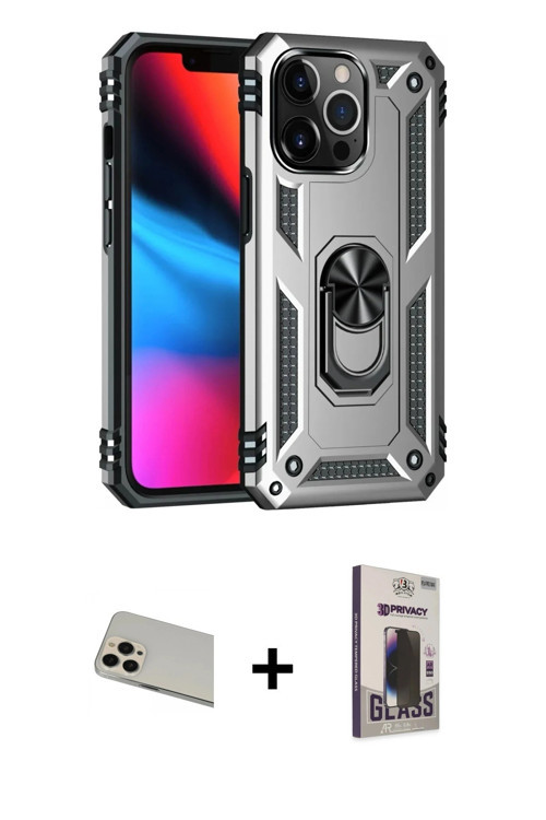 ieg™ iPhone 13 Pro Max Kılıf Ahenk Klasik Koleksiyonu - Siyah Bilvis Hayalet Cam Ekran Koruyucu + Ro