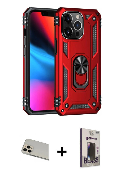 ieg™ iPhone 13 Pro Max Kılıf Ahenk Klasik Koleksiyonu - Siyah Bilvis Hayalet Cam Ekran Koruyucu + Ro