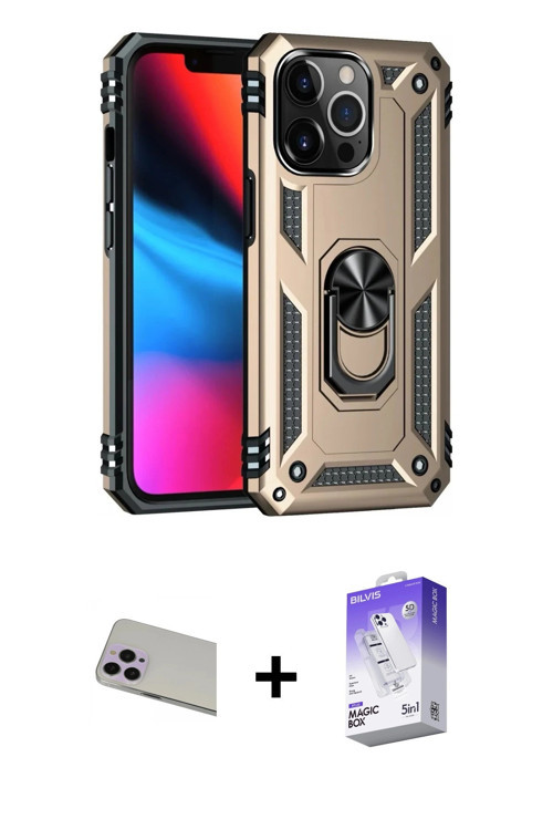 ieg™ iPhone 13 Pro Max Kılıf Ahenk Klasik Koleksiyonu - Siyah Bilvis 5in1 3D Magic Cam Ekran Koruyuc