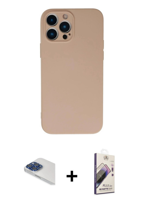 ieg™ iPhone 13 Pro Max Kılıf Ahenk Serisi - Siyah Bilvis 3D Mat Cam Ekran Koruyucu + Lacivert Pers A