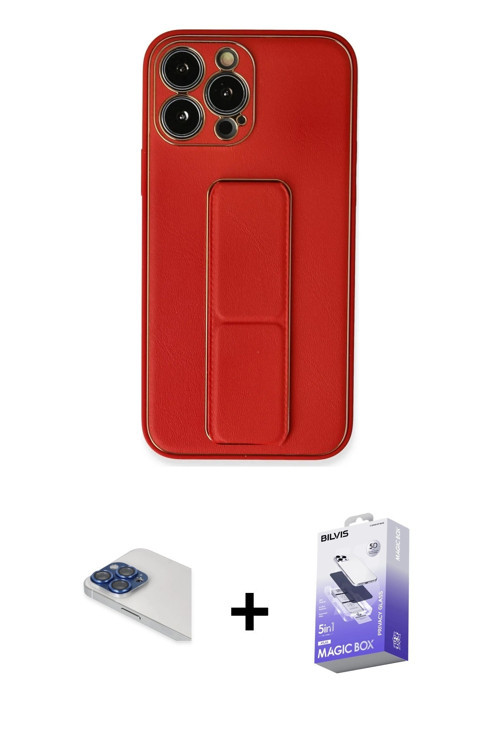 ieg™ iPhone 13 Pro Max Kılıf Akış Doku - Siyah Bilvis 5in1 5D Magic Hayalet Cam Ekran Koruyucu + Lac