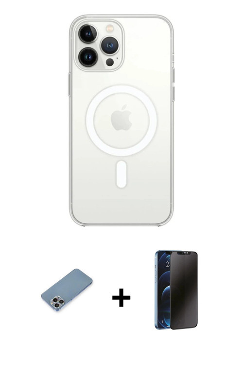 ieg™ iPhone 13 Pro Max Kılıf Ahenk Yansıma Prime - Siyah 3D Antistatik Hayalet Cam Ekran Koruyucu +