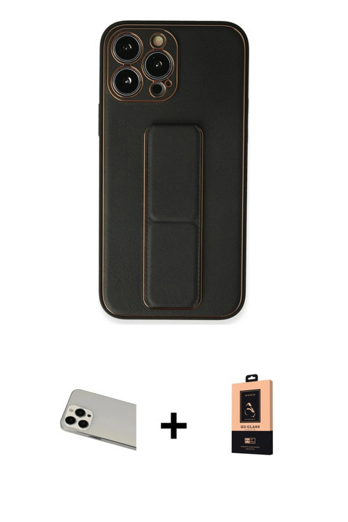 ieg™ iPhone 13 Pro Max Kılıf Akış Doku - Şeffaf Maxco Cam Ekran Koruyucu + Beyaz Rainbow Kamera Lens
