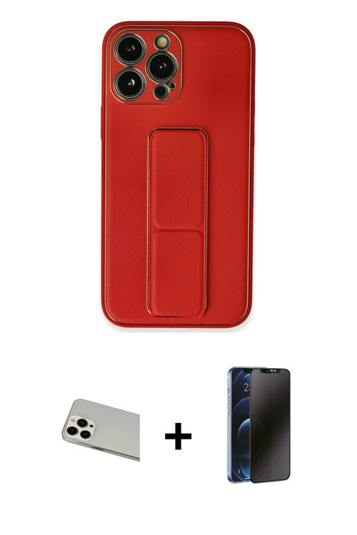 ieg™ iPhone 13 Pro Max Kılıf Akış Doku - Siyah 3D Antistatik Hayalet Cam Ekran Koruyucu + Beyaz Rain