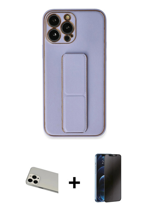 ieg™ iPhone 13 Pro Max Kılıf Akış Doku - Siyah 3D Antistatik Hayalet Cam Ekran Koruyucu + Beyaz Rain