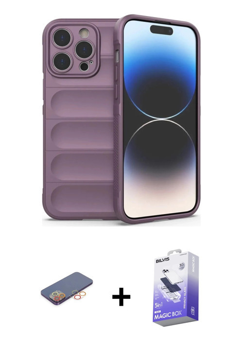 ieg™ iPhone 13 Pro Max Kılıf Atlas Koleksiyonu - Siyah Bilvis 5in1 5D Magic Hayalet Cam Ekran Koruyu