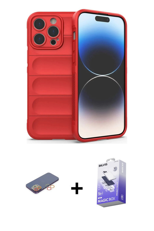 ieg™ iPhone 13 Pro Max Kılıf Atlas Koleksiyonu - Siyah Bilvis 5in1 5D Magic Hayalet Cam Ekran Koruyu