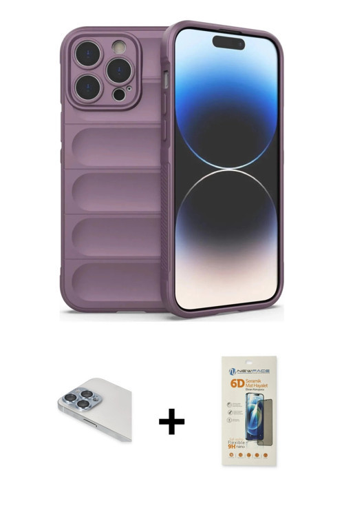 ieg™ iPhone 13 Pro Max Kılıf Atlas Koleksiyonu - Siyah 6D Mat Seramik Hayalet Nano Ekran Koruyucu +
