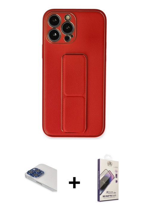 ieg™ iPhone 13 Pro Max Kılıf Akış Doku - Siyah Bilvis 3D Mat Cam Ekran Koruyucu + Lacivert Pers Alüm