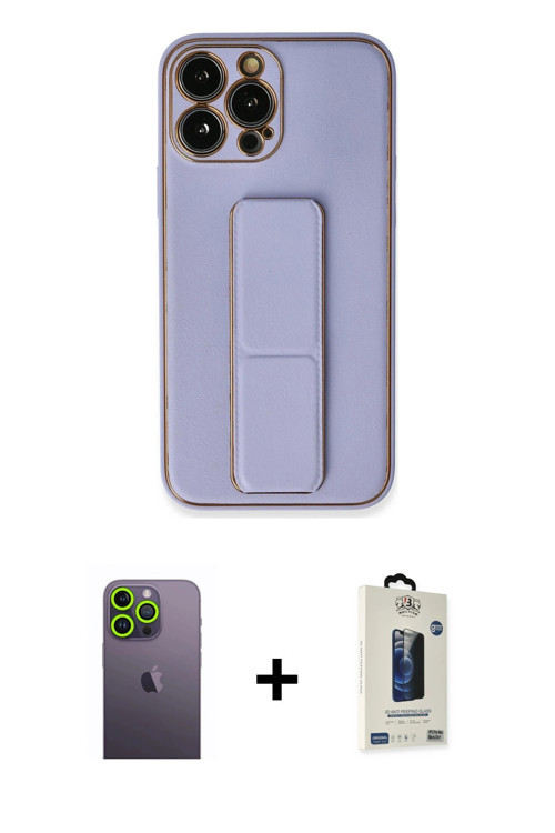ieg™ iPhone 13 Pro Max Kılıf Akış Doku - Siyah Bilvis Hayalet Cam Ekran Koruyucu + Yeşil Neon Fosfor