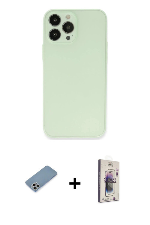 ieg™ iPhone 13 Pro Max Kılıf Atlas Minimal Prime - Siyah Bilvis 3D Cam Ekran Koruyucu + Gökkuşağı Sh