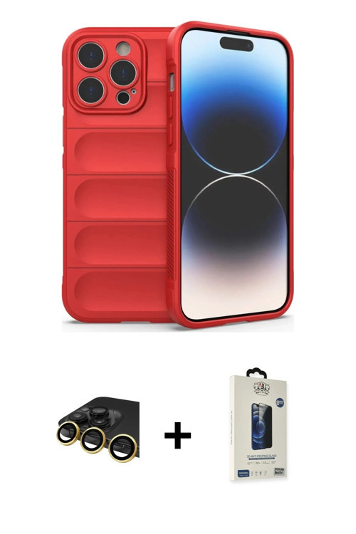 ieg™ iPhone 13 Pro Max Kılıf Atlas Koleksiyonu - Siyah Bilvis Hayalet Cam Ekran Koruyucu + Gold Raze