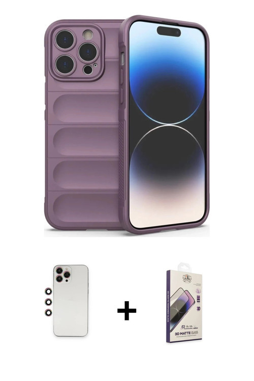 ieg™ iPhone 13 Pro Max Kılıf Atlas Koleksiyonu - Siyah Bilvis 3D Mat Cam Ekran Koruyucu + Gökkuşağı