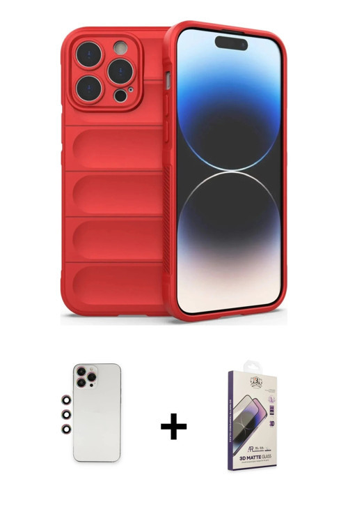 ieg™ iPhone 13 Pro Max Kılıf Atlas Koleksiyonu - Siyah Bilvis 3D Mat Cam Ekran Koruyucu + Gökkuşağı