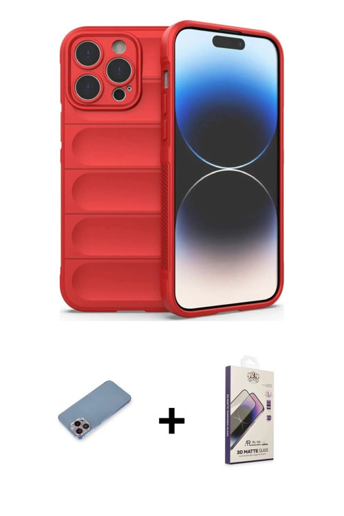 ieg™ iPhone 13 Pro Max Kılıf Atlas Koleksiyonu - Siyah Bilvis 3D Mat Cam Ekran Koruyucu + Pembe Shin