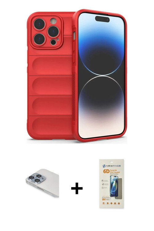 ieg™ iPhone 13 Pro Max Kılıf Atlas Koleksiyonu - Siyah 6D Mat Seramik Hayalet Nano Ekran Koruyucu +